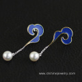 Customized Sterling Silver Drop Pearl Earrings For Women